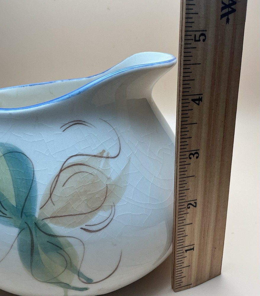 Vintage Small Portuguese Pitcher, Hand Painted Floral Pattern.