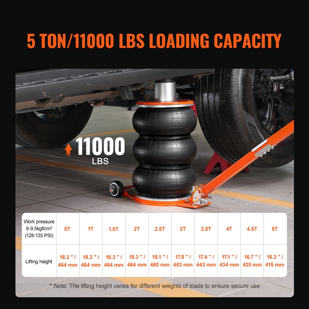 Triple Bag Air Jack 5Ton Adjustable Handle Pneumatic Jack with Heightened Column