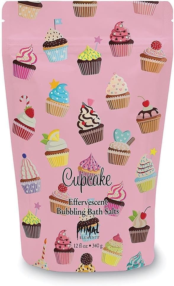 Primal Elements, CUPCAKE Aromatic Effervescent Bubbling Bath Salts, 12 oz/340g.