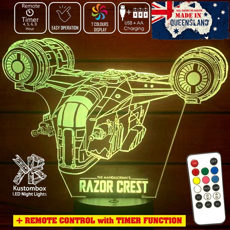 MANALORIAN RAZOR CREST ST- 70 3D LED BATTERY USB NIGHT LIGHT 7 COLOUR REMOTE