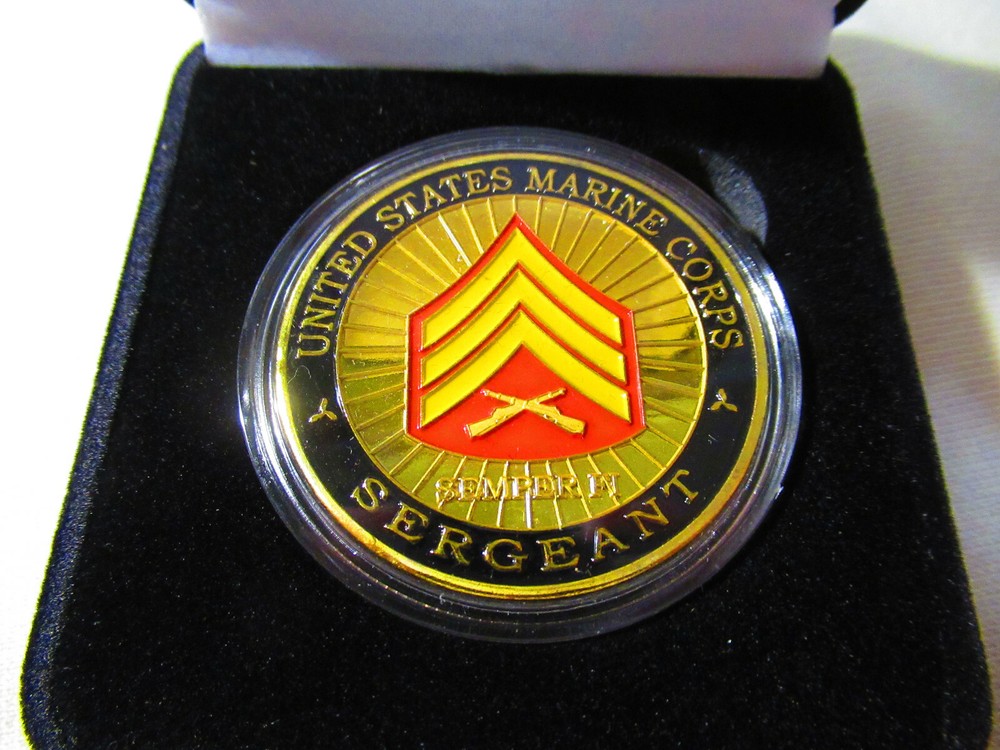 US MARINE CORPS " SERGEANT " Challenge Coin w/ Presentation Box