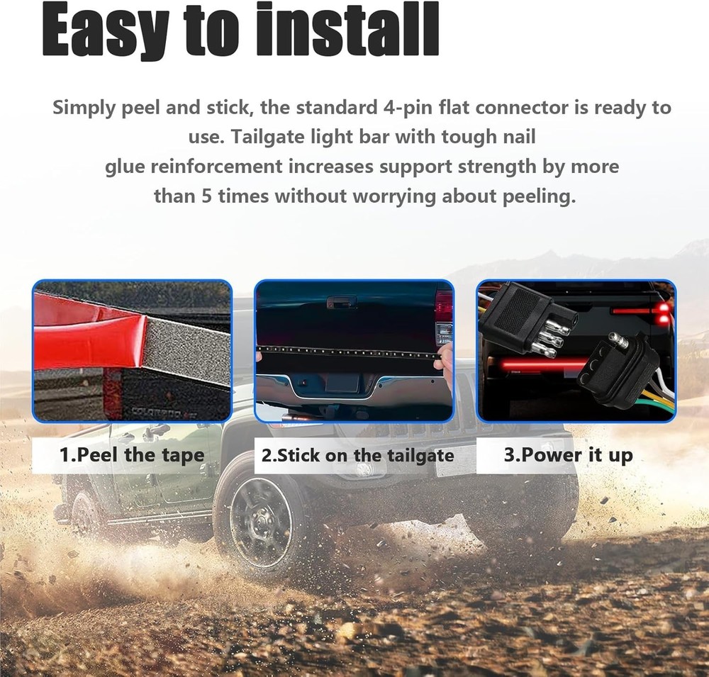 Bright & Durable 48" Double Row LED Tailgate Light Bar for Enhanced Visibility