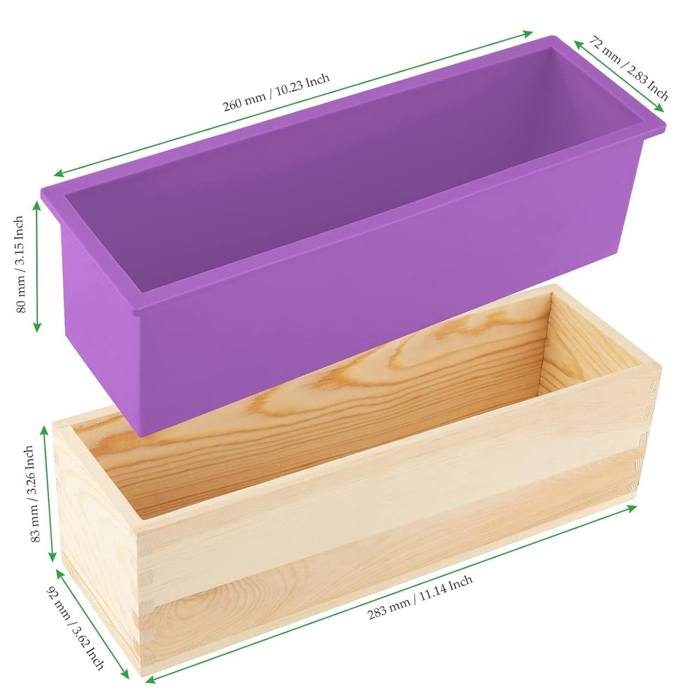 3PCS 47oz Silicone Soap Kit, Purple Rectangular Silicone Loaf Soap Making wit...