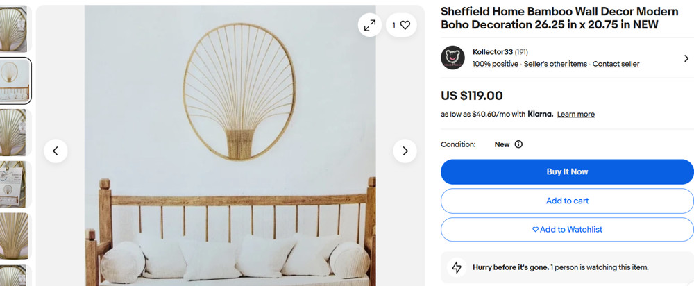 boho bamboo wall art - 26.25" height and 21" width in great condition