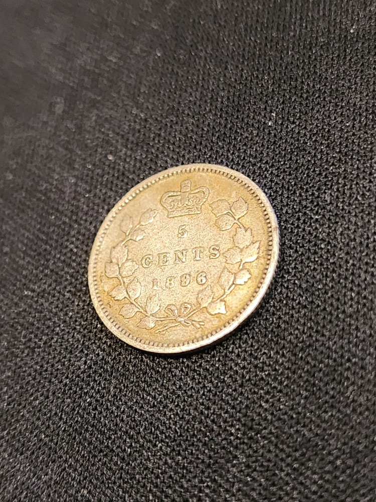 1896 Canada 5 Cents Silver Coin
