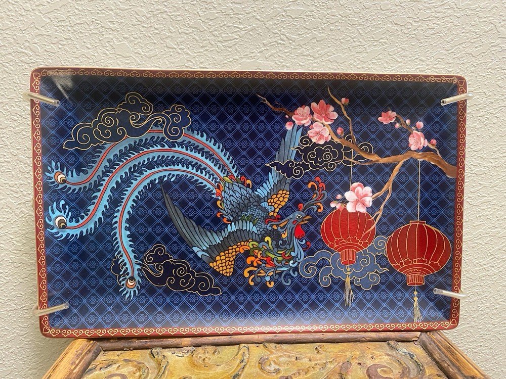 William Sonoma Lunar New Year Blue Phoenix Large Rectangular Serving Platter