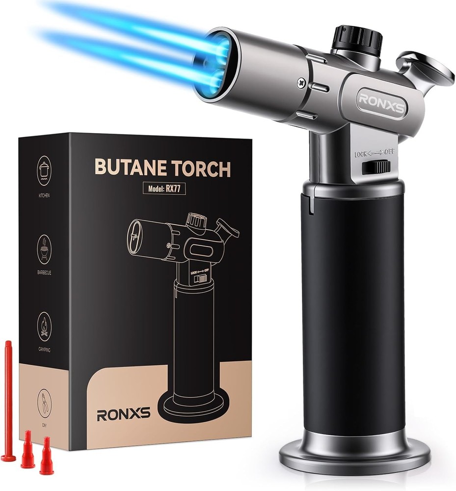 Torch Lighter, Refillable Kitchen Butane Torch, Cooking Torch with Safety