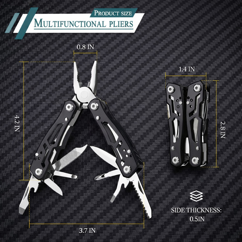 14-in-1 MINI Multitool Pliers Rugged & Foldable Portable Pocket Camping Tools US