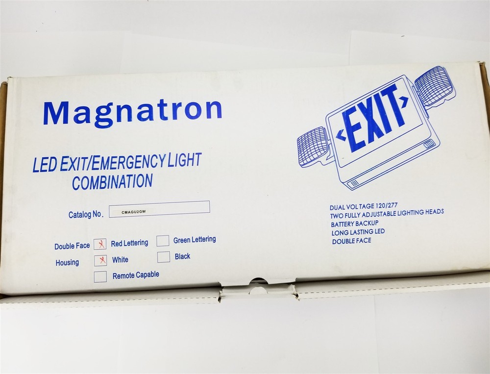Magnatron LED EXIT/Emergency Light Combination White Double Faced CMAGU2RW