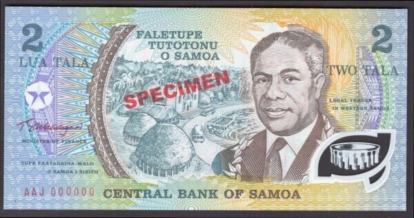 Samoa: Central Bank, 2 tala, Specimen, (2003), series AAJ, UNC