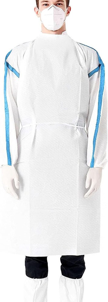White Disposable Polypropylene Lab Coats Small 50 gsm /w Tie Back Closure