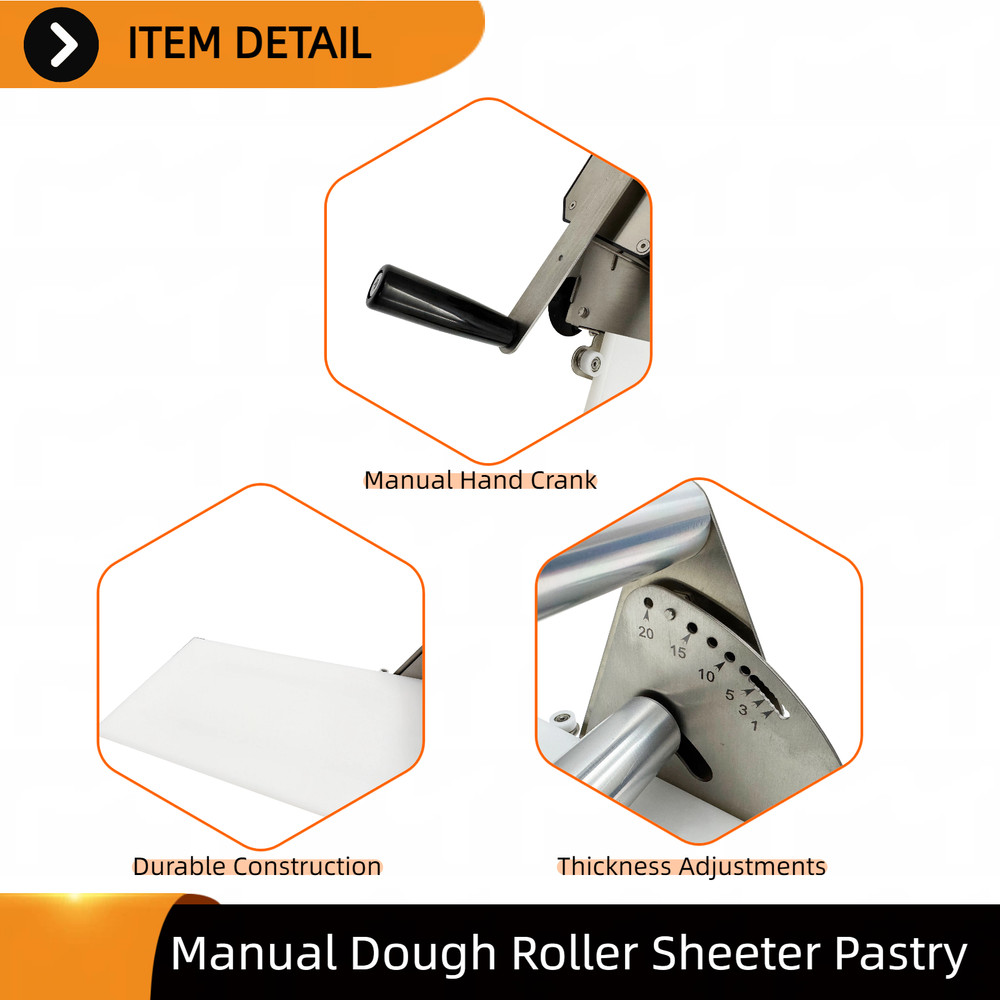 Manual Dough Pastry Roller Sheeter with Removable PP Tabletop for Bakeries Use