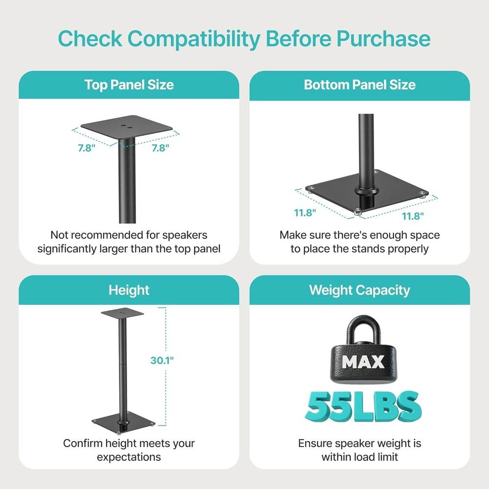 Immersive 30.1" Height Speaker Stands Pair
