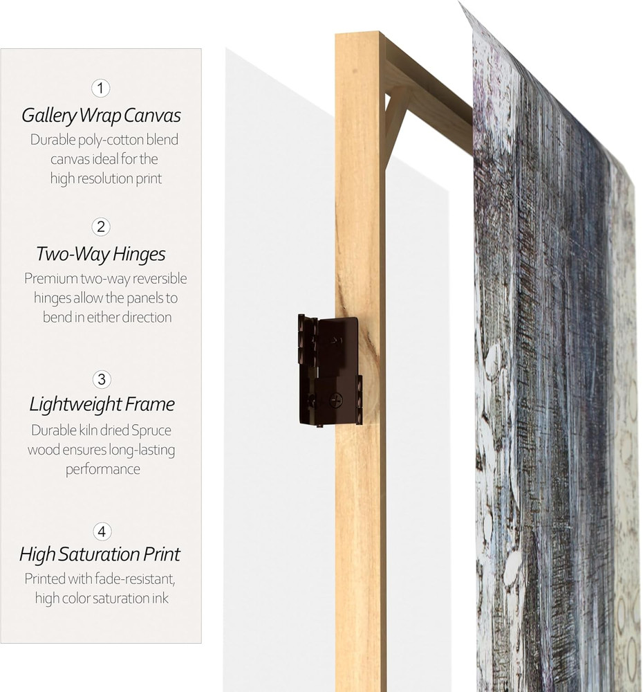 3ft Double-Sided Winter Woods Folding Screen - 6 Panel Room Divider