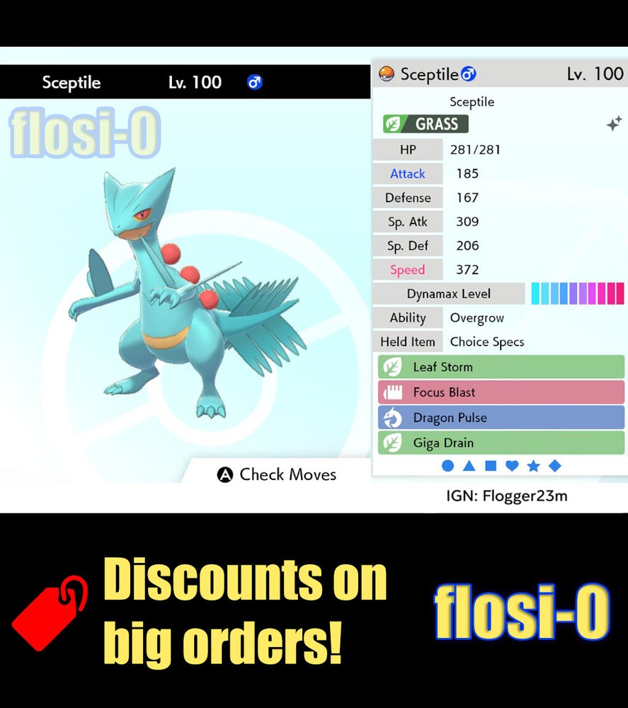 Pokemon Sword and Shield 6IV Shiny Sceptile