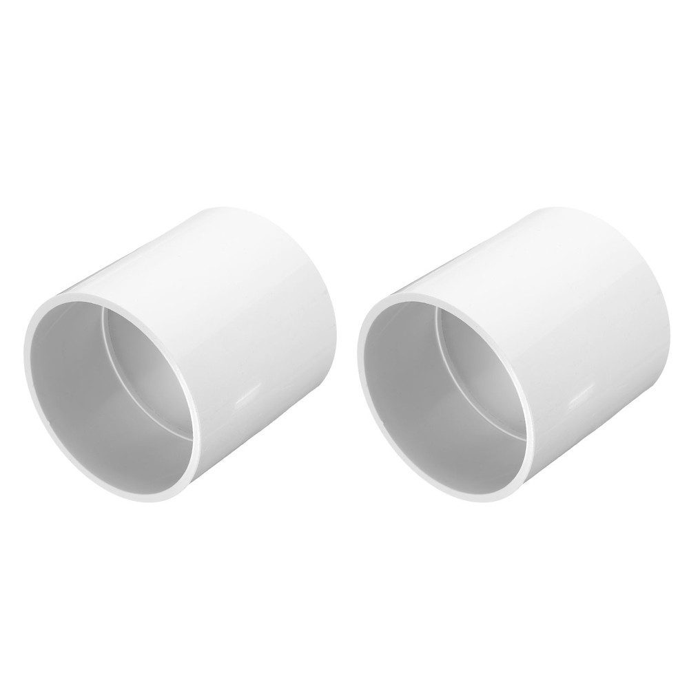 2 Pcs PVC Pipe Fitting 3 Inch Coupling Adapter (Socket x Socket), White