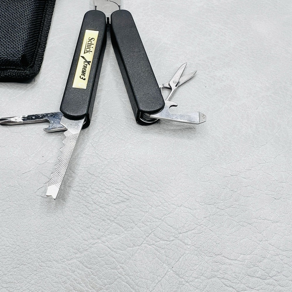 Vintage Schick Xtreme Multi Tool Pliers Micro Folding Survival Pocket Knife Case