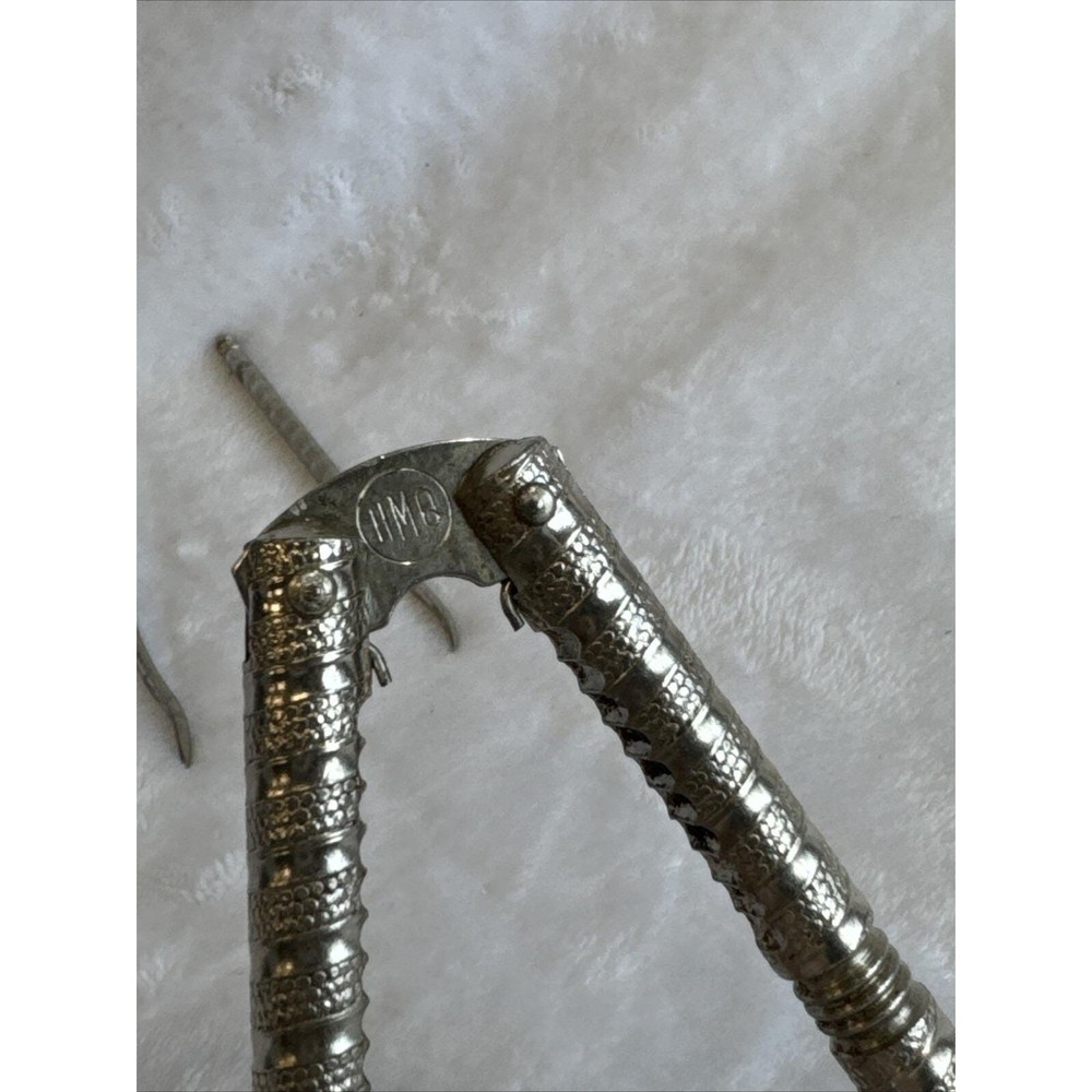 Vintage Silver Tone Nut Cracker Set with Picks Ornate Engraved Design