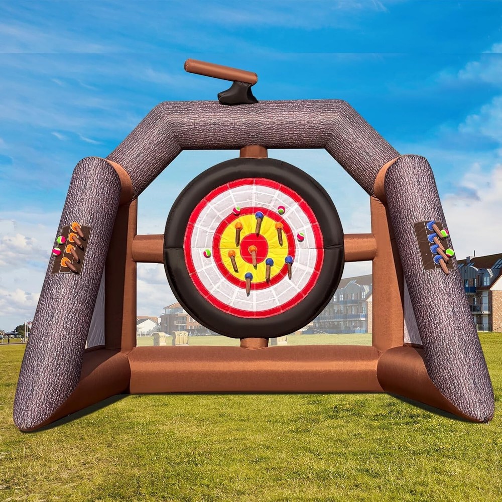 OZIS Inflatable Axe Throwing Game ，Inflatable Ball Toss Target Dart Board