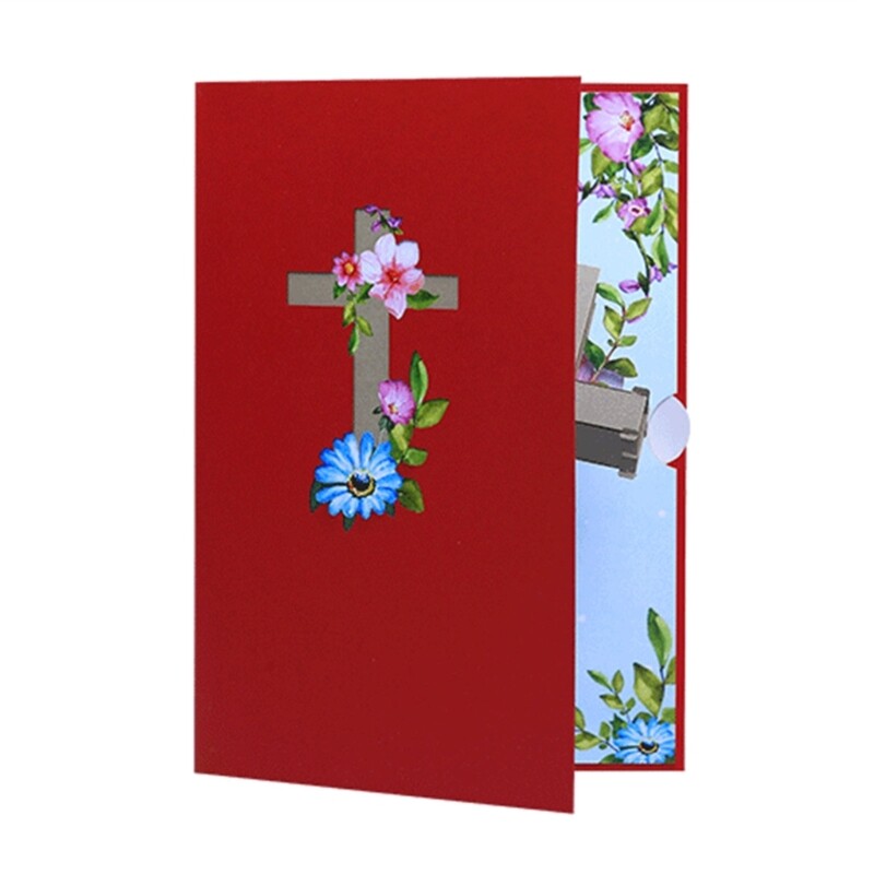 3D Greeting Card Popup Easters Card,Religious Crosses Easters Card with Envelope
