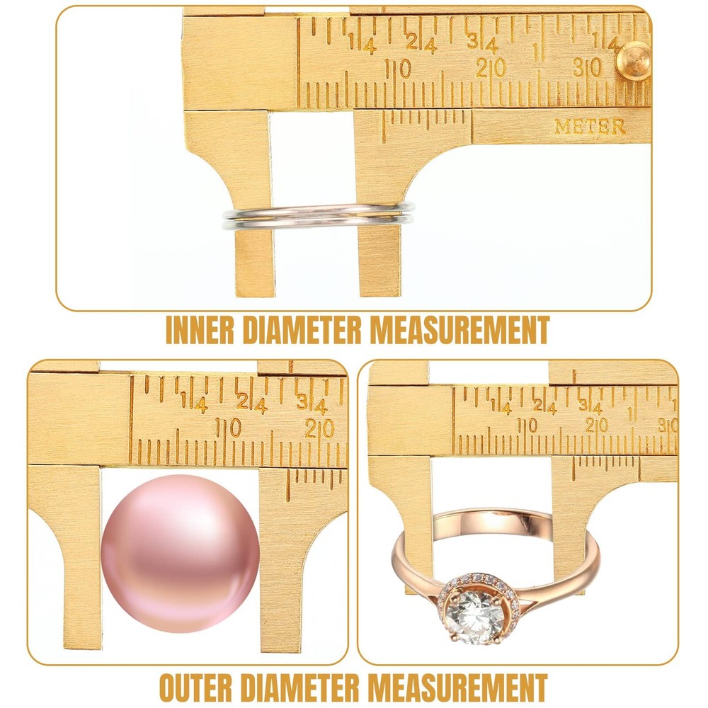 2 Pack Brass Vernier Caliper Pocket Handy Caliper Measuring Mini Tool