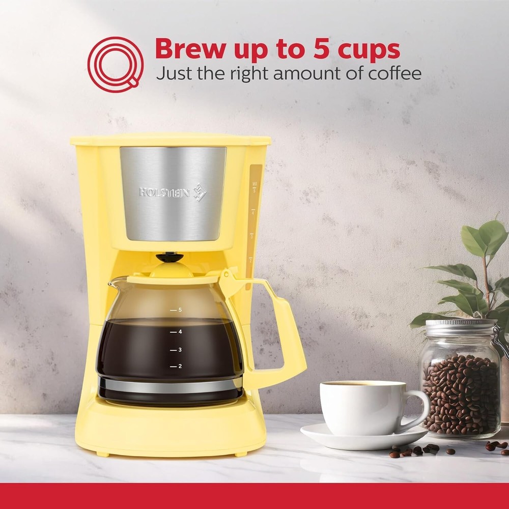 Holstein Housewares - 5 Cup Drip Coffee Maker - Convenient and User Friendly wit
