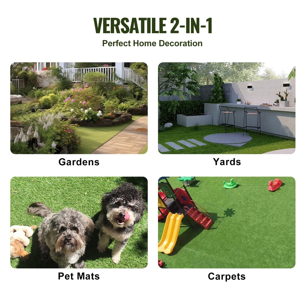 12"x12" Interlocking Artificial Grass Tiles with Self-Draining Base