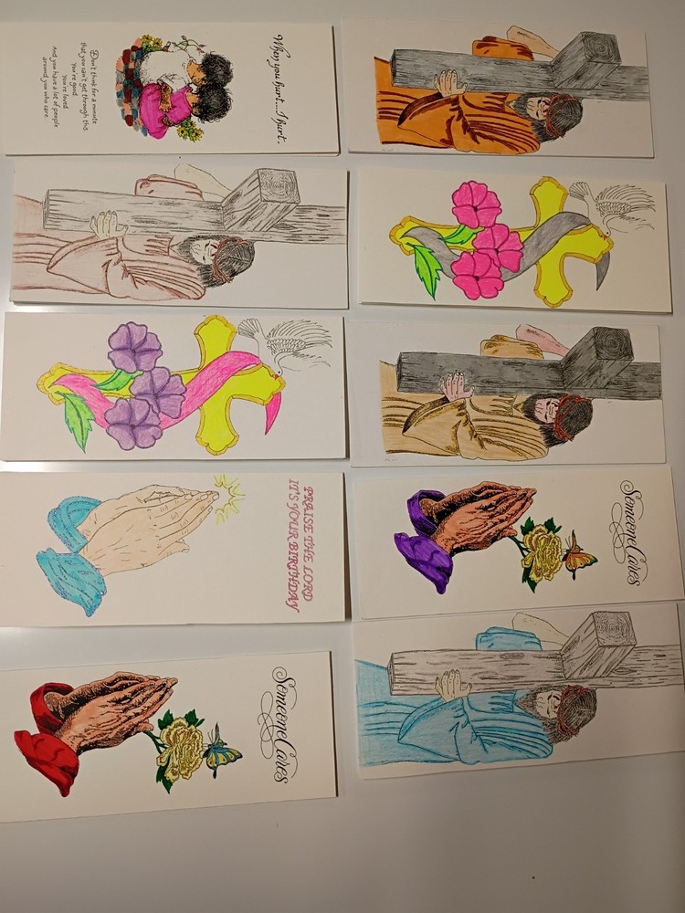 hand colored greeting cards