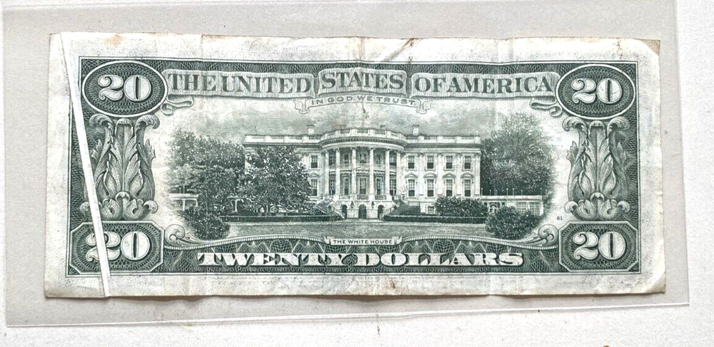 1981=A $20 FRN Wide Gutter Fold Error Original Fine CHRC
