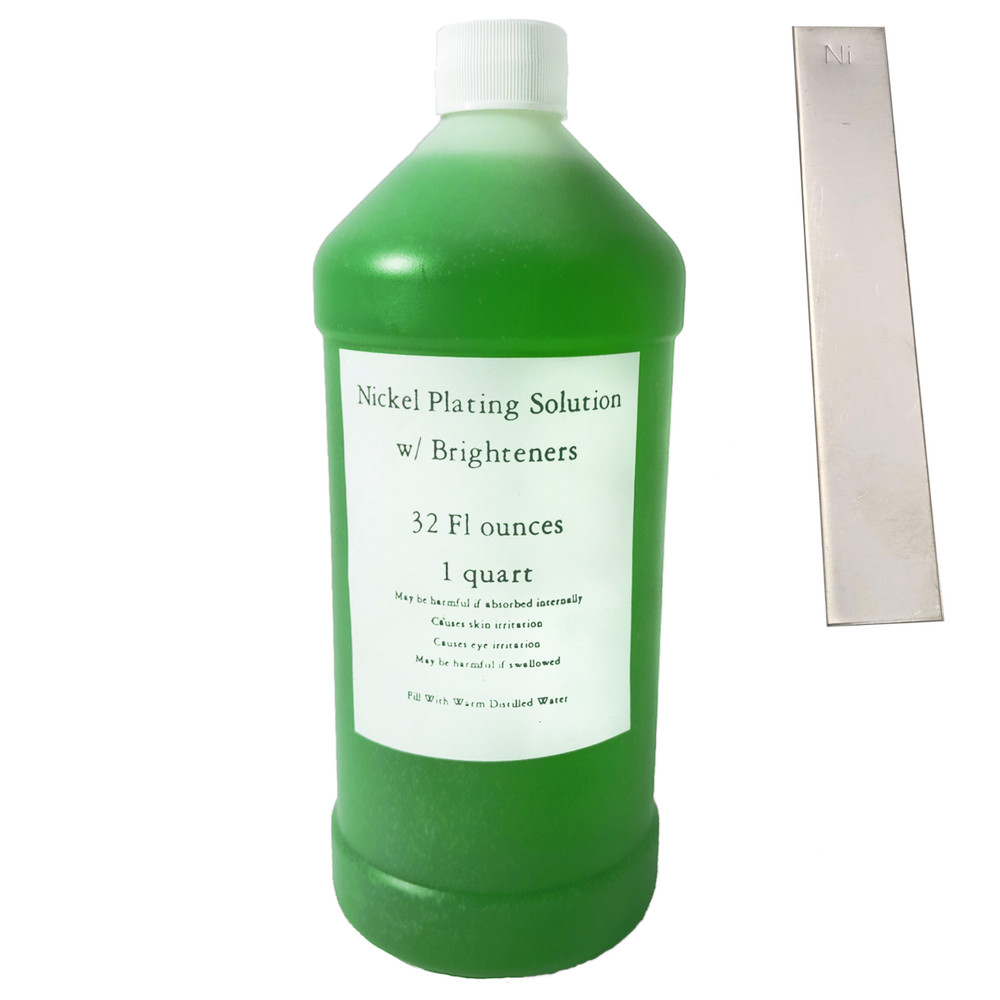Nickel Plating Solution with Anode & Brighteners, Electroplating Kit, 1 Quart
