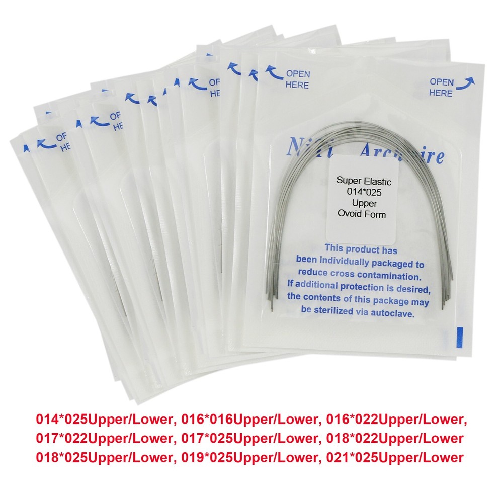 US 10Pack Dental Ortho Arch Wire Round/Rectangular Niti Elastic Ovoid Form