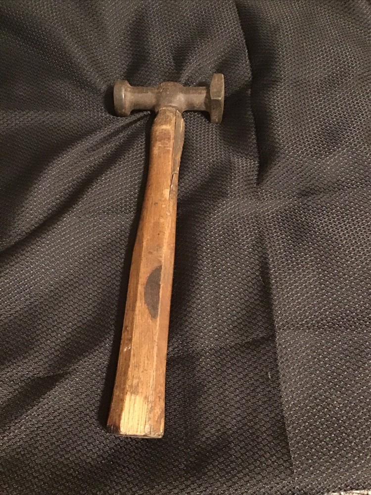VINTAGE Auto Body Hammer - Square & Round Faces , Handle Has Cracks And Chips