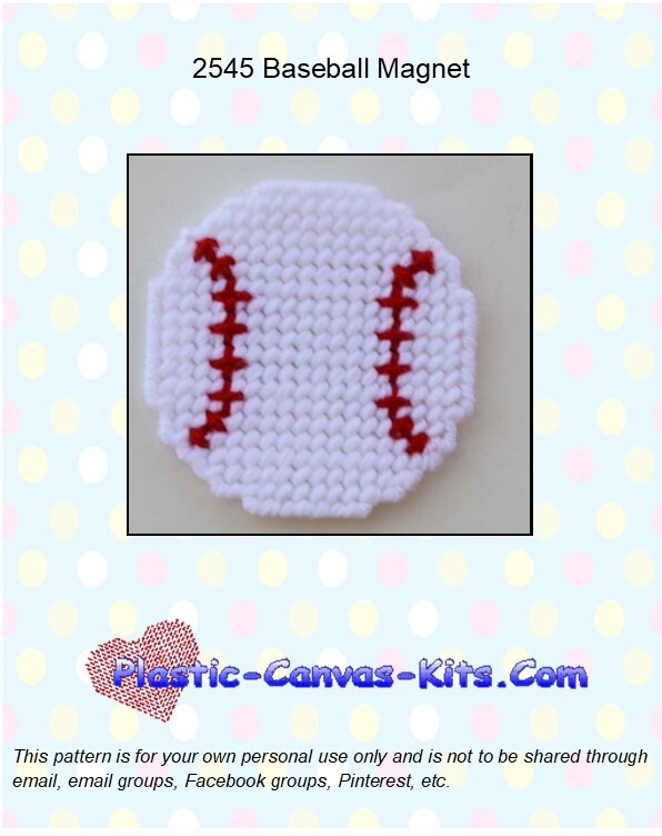 Baseball Magnet - Plastic Canvas Pattern or Kit