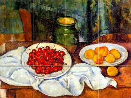 Tile Mural Plate Cherries P. Cezanne Art Kitchen Wall Backsplash Marble Ceramic