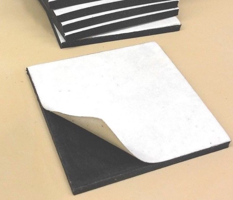 Neoprene Rubber Solid Sheet -Peel-Back Adhesive 1/16"Thk x 12" x 24" Rect Pad