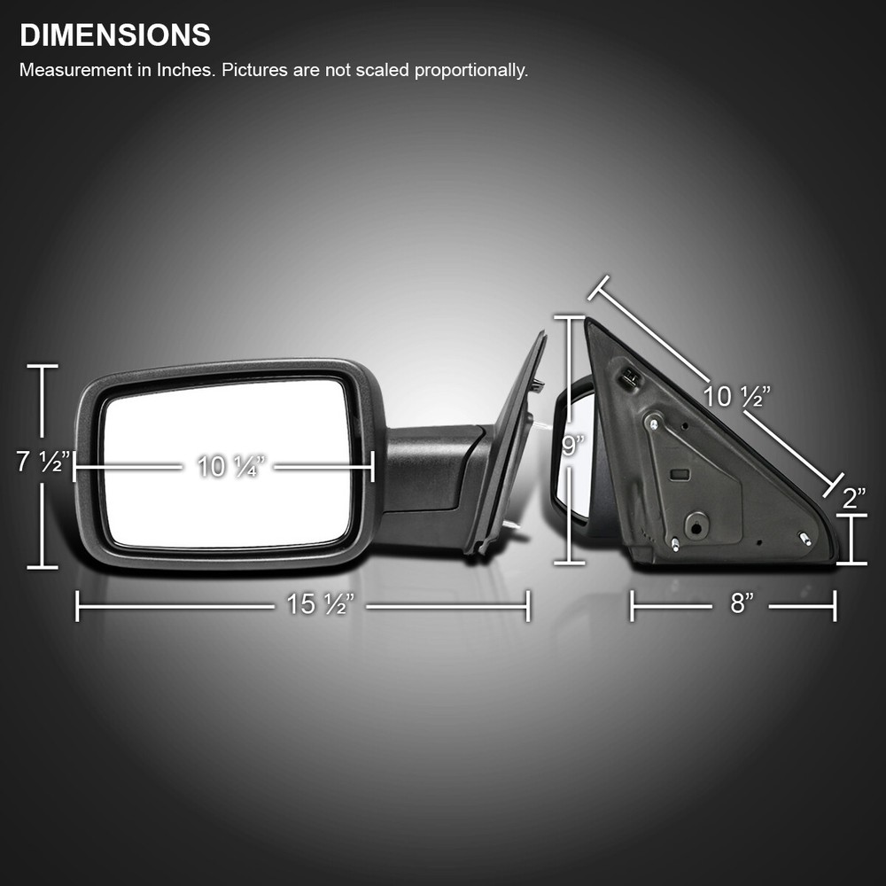 Left/Driver Side Fits 2009-2018 Dodge Ram 1500 Classic Manual Fold View Mirror