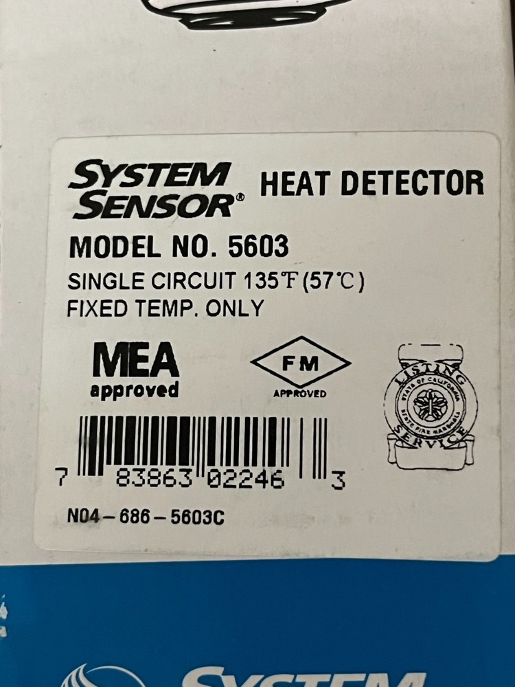 System Sensor 5603 135F Fixed Temp, Single-Circuit Mechanical Heat Detector