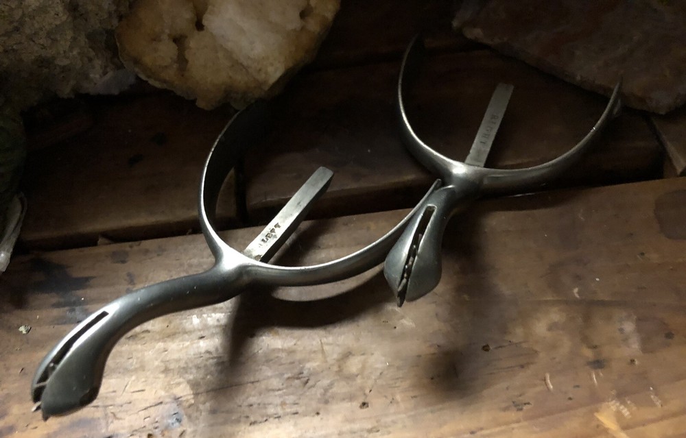 UNUSUAL OLD Sharp Rowel Military Looking Spurs with Rowels
