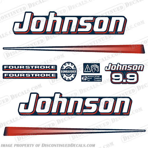 Fits Johnson 9.9hp 2002 - 2007 Decals - Blue Cowl