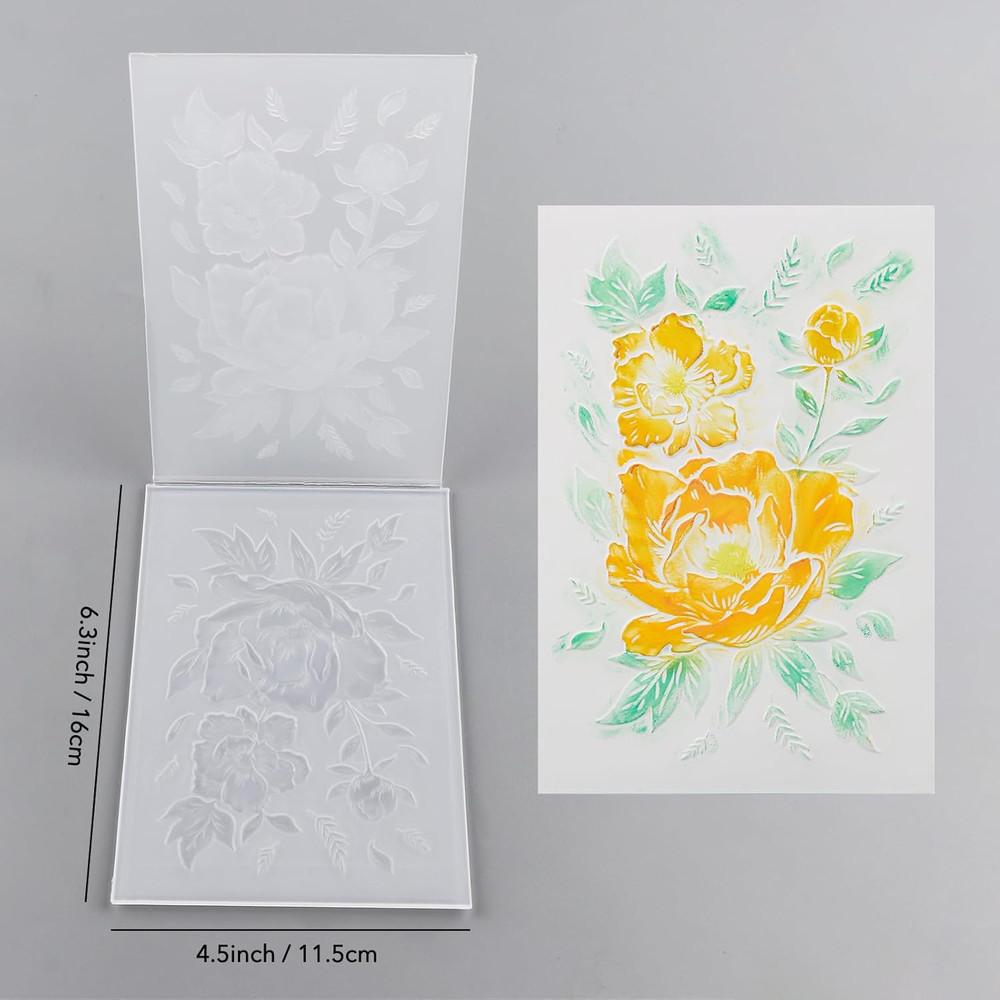 3D Embossing Folder for Card Making,Flower Clear Plastic Texture Fades Embossing