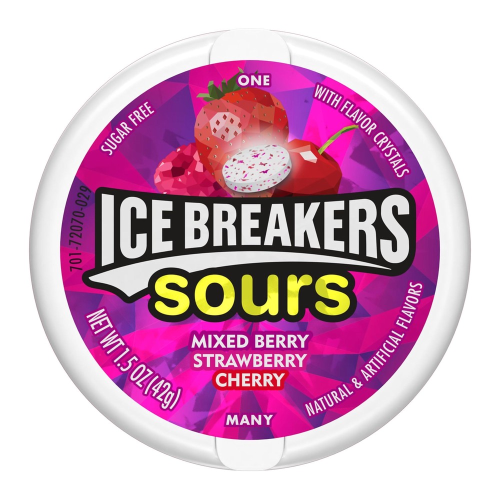 ICE BREAKERS Sours Assorted Fruit Flavored Sugar Free Mints Tins, 1.5 oz (8