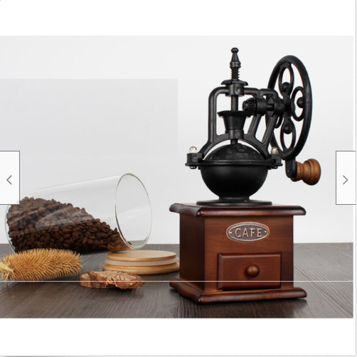 NICE  MIni Vintage Grinder Manual Coffee Bean coffe wood/iron coffee machine