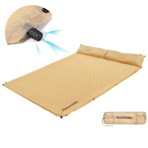 Self-Inflating Sleeping Pad with Pillow, Patchwork Sleeping Pad Twin-Yellow