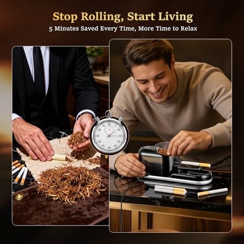 Automatic Electric Cigarette Rolling Machine, One-Touch Maker, Complete Kit, Gif