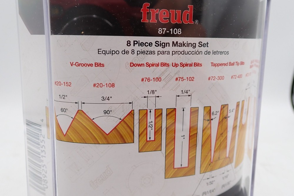 Freud 87-108 Eight Piece Sign Making Bit Set