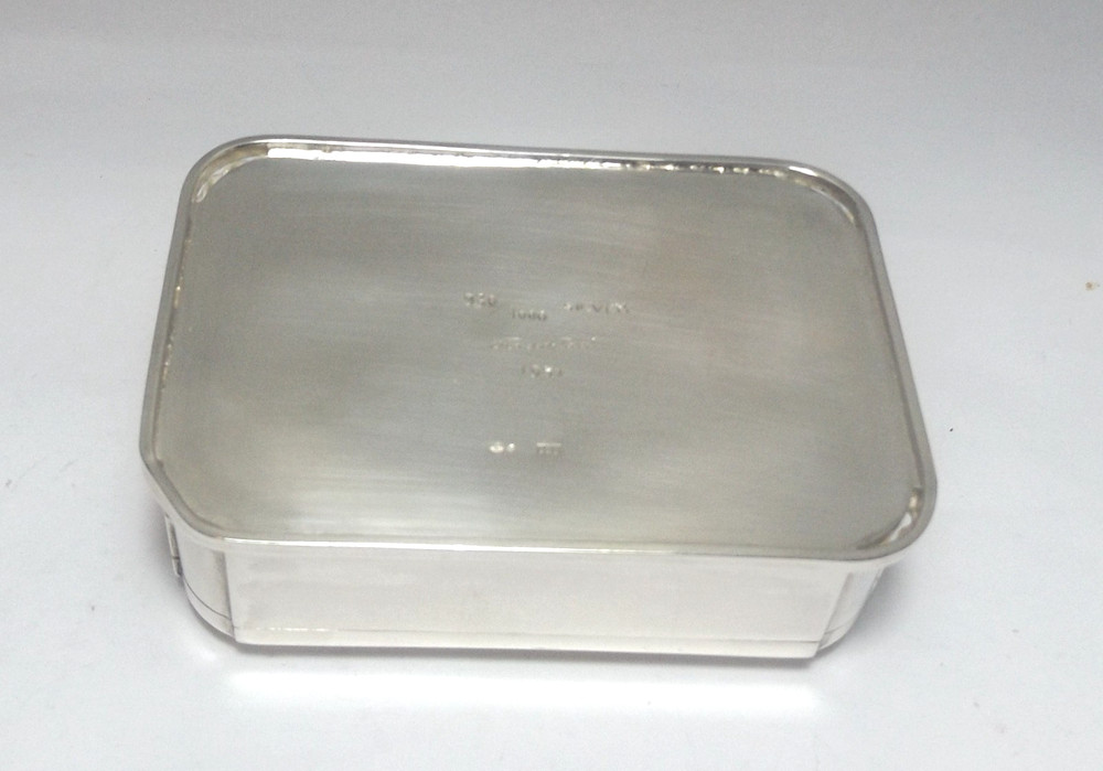 RARE 930 SWEDISH 126g SOLID SILVER BOX, TOBACCO BOX, AGATE, MAKER SIGNED, c1951