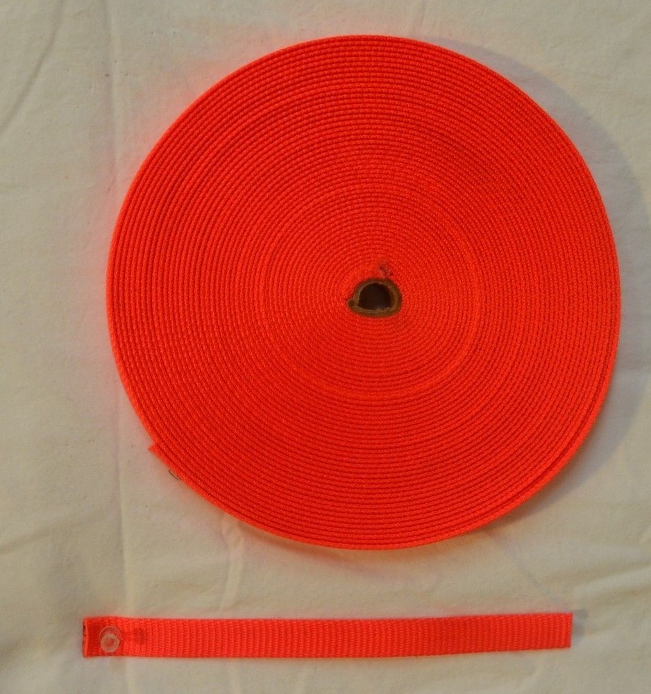 Webbing - 3/4" x 36 ft- Medium Weight Nylon - Hot Orange (H33)