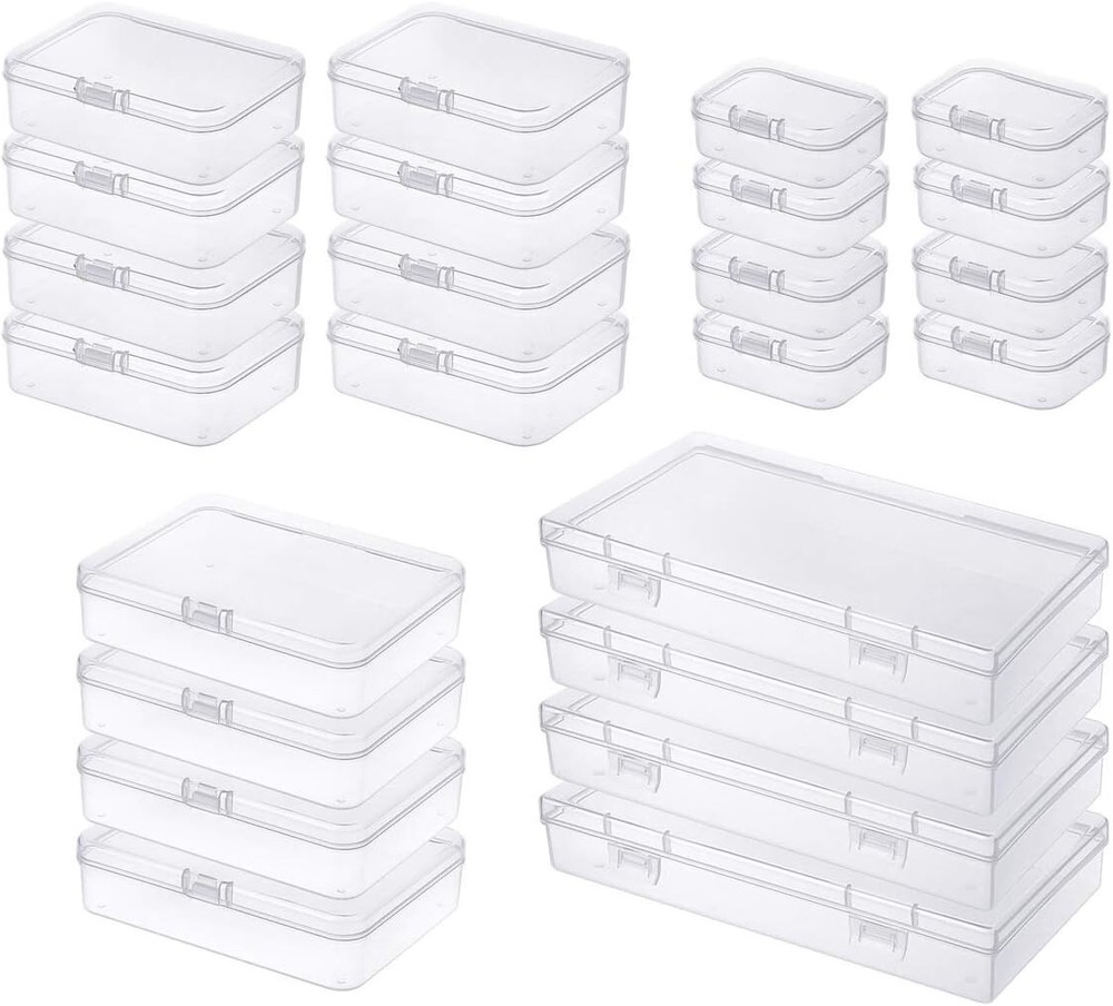 Assorted Sizes Mini Clear Storage Containers - 24 Lockable and Water Resistant