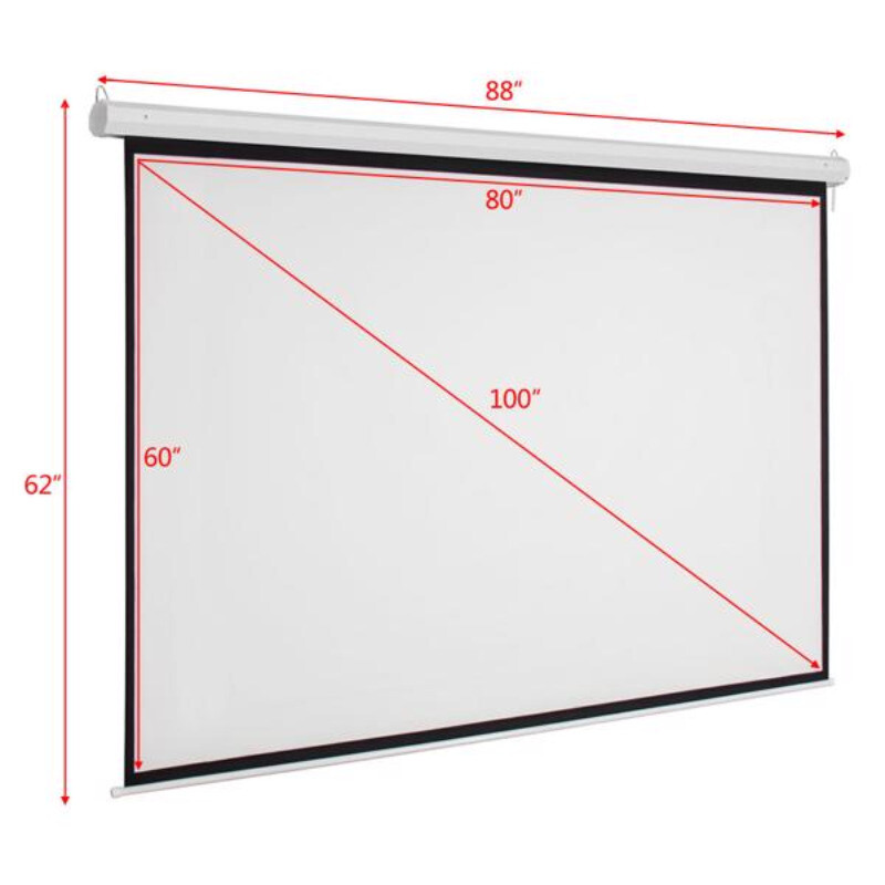 100" 4:3 80" x 60" Viewing Area Motorized Screen with Remote Control Matte White