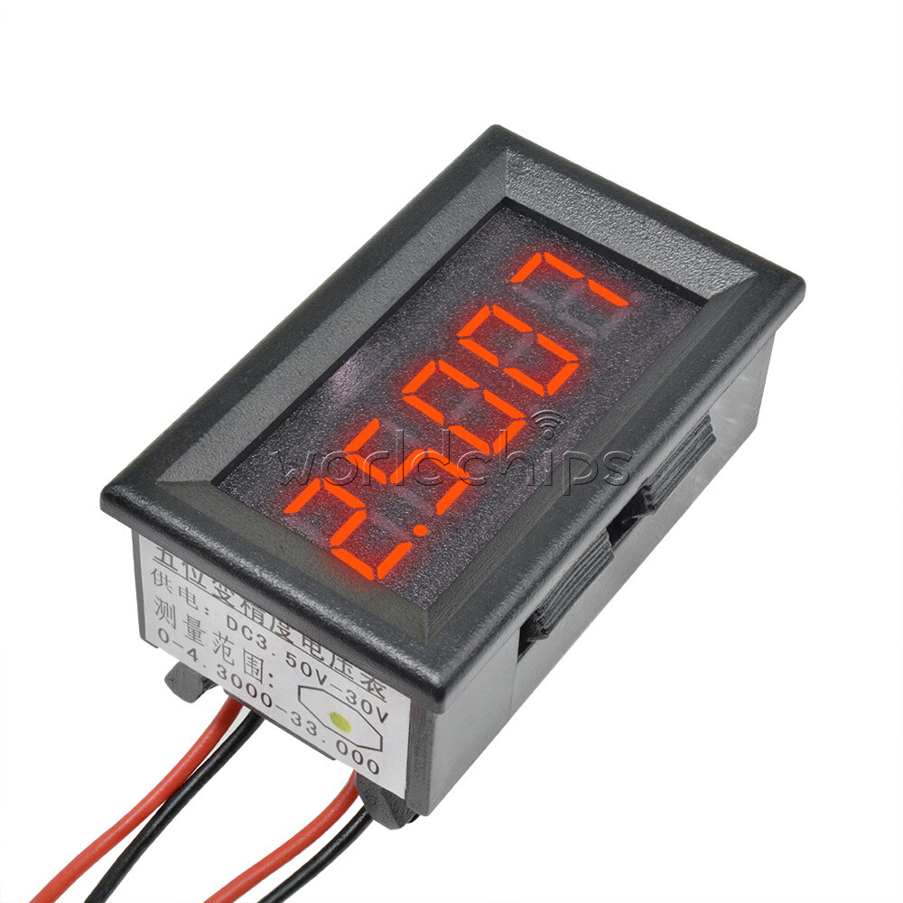 Red LED 5 Digit DC 0-4.3000-33.000V Digital Voltmeter Voltage Meter Car Panel W